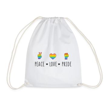 LGBT Pride Month - Peace. Love. Pride - Drawstring Bag - white - Front