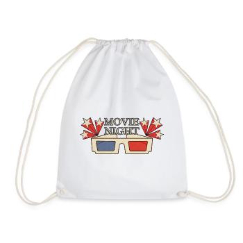 Retro Movie Night 3D Glasses Design - Drawstring Bag - white - Front