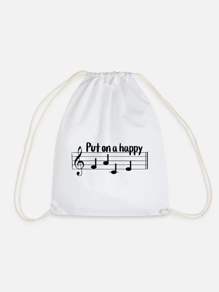 Put on a happy face Notenschrift lustige Noten - Turnbeutel - Weiß