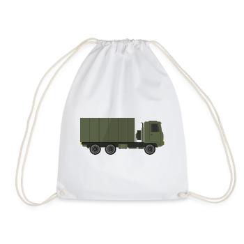 Military truck - Drawstring Bag - white - Front