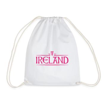 Ireland - Irland - Ire - irisch - Harfe - Turnbeutel - Weiß - Vorne