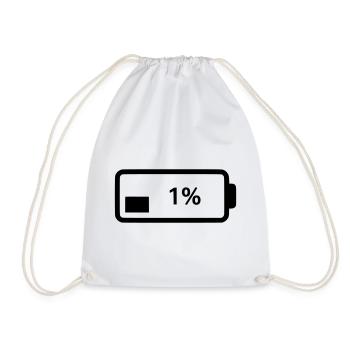 Battery symbol charge level 1% - Drawstring Bag - white - Front