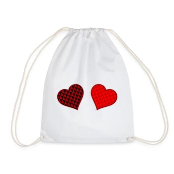 Geometric Heart Duo Red Black - Drawstring Bag - white - Front