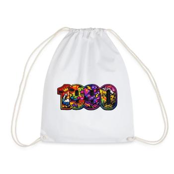 1990 Urban Colorful Graffiti - Drawstring Bag - white - Front