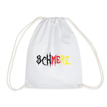 Schmerz – Grunge Schriftzug Schwarz Rot Gold - Turnbeutel - Weiß - Vorne