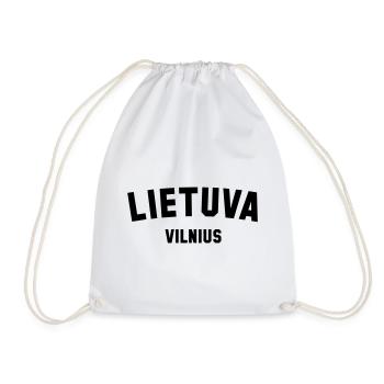 VILNIUS, Lietuva, Lithuania, Lithuania - Drawstring Bag - white - Front
