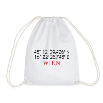 Wien Koordinaten Design – Stadt GPS Typografie - Turnbeutel - Weiß - Vorne