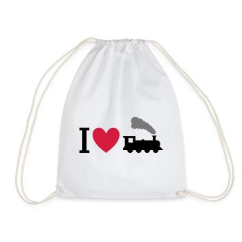 I love steam locomotives - Drawstring Bag - white - Front