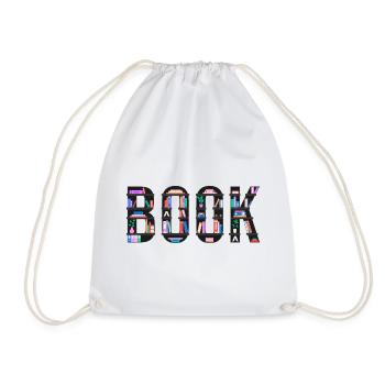 Book Spelled with Bookshelves, Reading and Literat - Drawstring Bag - white - Front