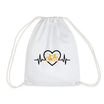 Cycling Heart Bicycle Passion Gift - Drawstring Bag - white - Front