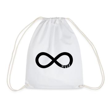 Infinity Love Symbol - Black - Drawstring Bag - white - Front