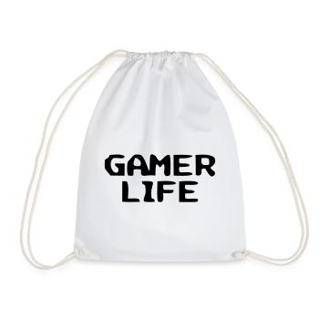 Lässiger Gamer Life Schriftzug - Turnbeutel - Weiß - Vorne