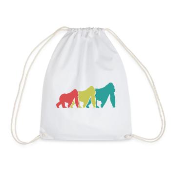 Three Monkeys Silhouettes Retro - Drawstring Bag - white - Front