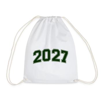2027 Grüne Outline-Zahlen - Turnbeutel - Weiß - Vorne