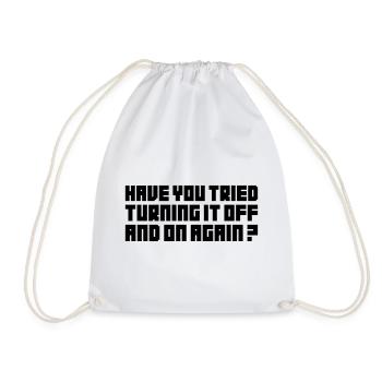 Turning It Off – Nerdiges Computer Statemen - Drawstring Bag - white - Front