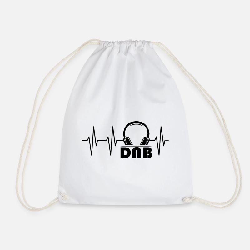dnb heartbeat headphones drum n bass pulse logo - Drawstring Bag - white