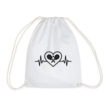 Padel Heart Sport Crossed Rackets - Drawstring Bag - white - Front