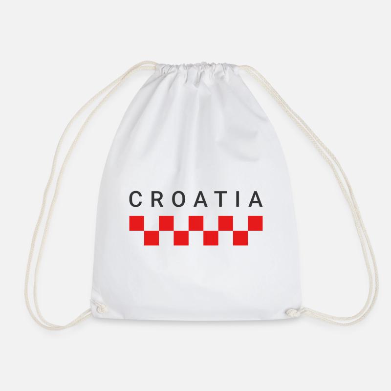 Croatia Red Squares - Drawstring Bag - white