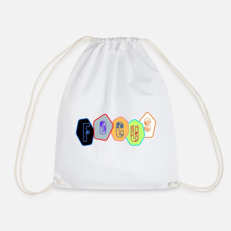 Focus in chrome blocks - Drawstring Bag - white