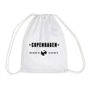 Copenhagen Denmark Coordinates Planet Earth - Drawstring Bag - white - Front