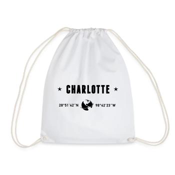 Charlotte North Carolina Coordinates Globe - Drawstring Bag - white - Front