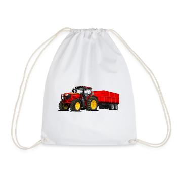 Traktor mit Anhänger - Turnbeutel - Weiß - Vorne