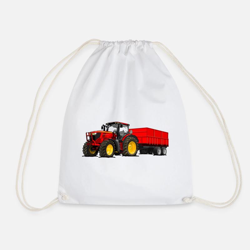 Traktor mit Anhänger - Turnbeutel - Weiß