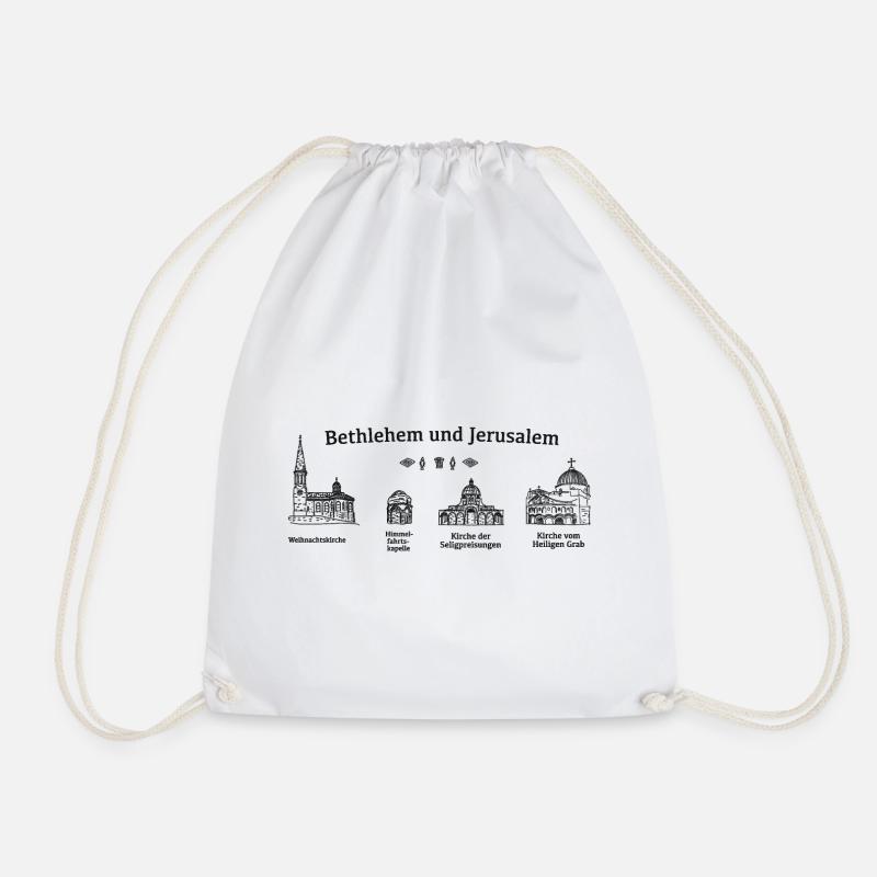 Jerusalem und Bethlehem, Heilige Orte der Christen - Turnbeutel - Weiß