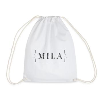 MILA - girl name in a frame - Drawstring Bag - white - Front