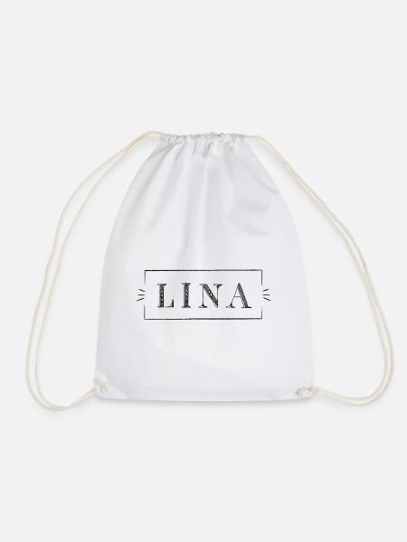 LINA - girl name in a frame - Turnbeutel - Weiß