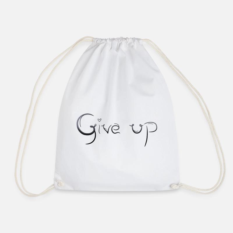 Give Up Heart Lettering - Drawstring Bag - white