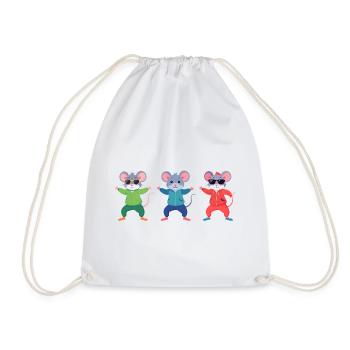 Drei coole Mäuse mit Sonnenbrille Tier Kindermotiv - Turnbeutel - Weiß - Vorne
