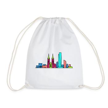 Basel City Skyline Roche Tower Modern Art - Drawstring Bag - white - Front