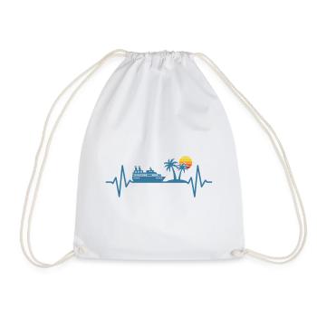 Cruise Ship Vacation Heartbeat - Drawstring Bag - white - Front