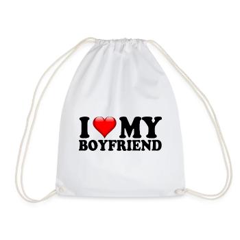 I Love My Boyfriend Cute Relationship Gift - Drawstring Bag - white - Front