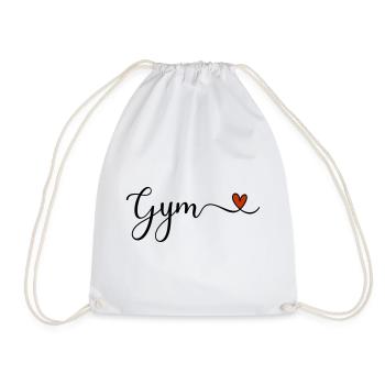 Gym - Fitness lettering with heart - Drawstring Bag - white - Front