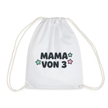 Mama von 3 Sterne Dreifache Mutter Drillinge - Turnbeutel - Weiß - Vorne