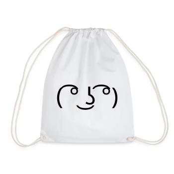 Lenny Face ( ͡° ͜ʖ ͡°) Meme Emoticon - Drawstring Bag - white - Front