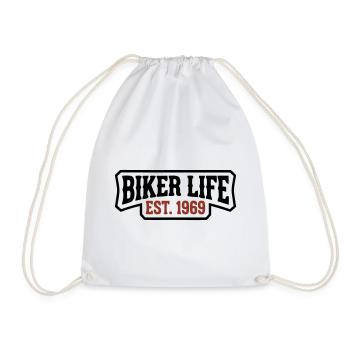 Biker Life Schriftzug Logo - Turnbeutel - Weiß - Vorne