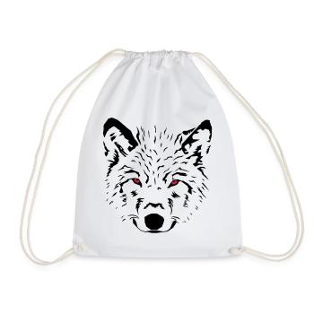 wolf - Drawstring Bag - white - Front