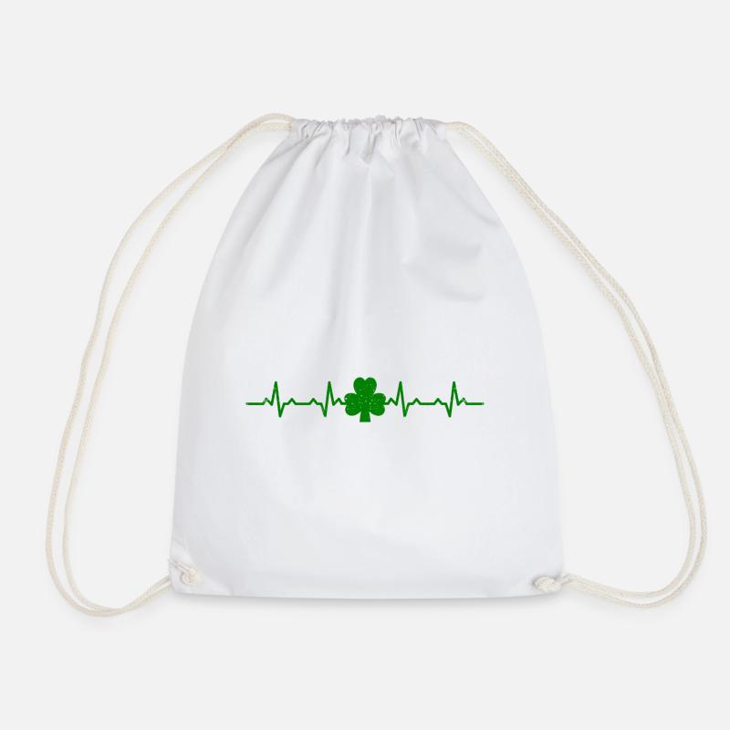 Heartbeats Irish Clover Heart Rate - Turnbeutel - Weiß