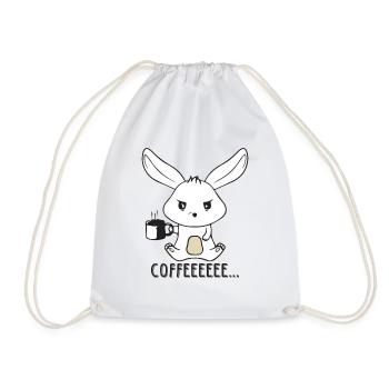 Angry and sleepy coffee rabbit - Drawstring Bag - white - Front