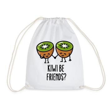 Kiwi be friends BFF Kawaii cute couple love fruit - Drawstring Bag - white - Front