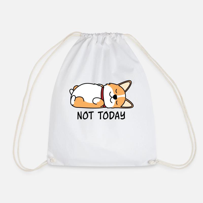 Sleeping lazy dog - Drawstring Bag - white