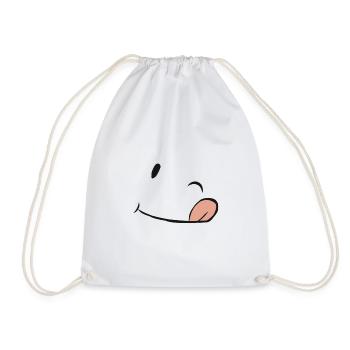 Winking and tongue-in-cheek face gift - Drawstring Bag - white - Front