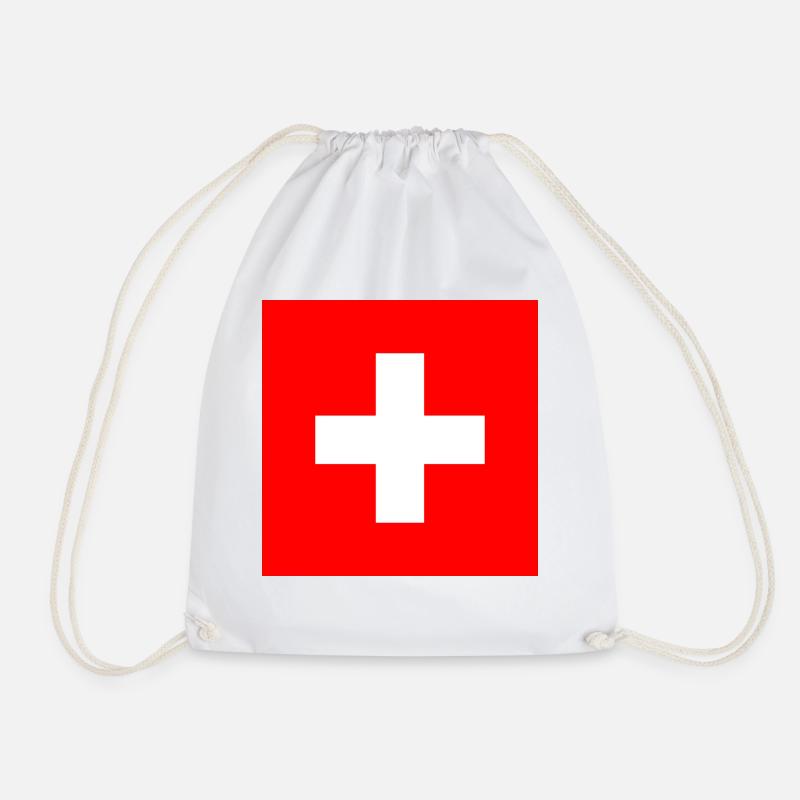 Schweizer Flagge - Turnbeutel - Weiß