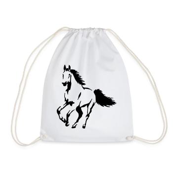 stallion - mare - foal - horse - Drawstring Bag - white - Front