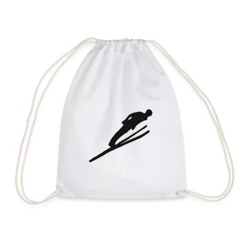 Ski jumping ski flying winter sports ski jumper ski - Drawstring Bag - white - Front
