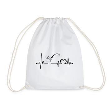 Angler heartbeat fishing gift fishing angler - Drawstring Bag - white - Front