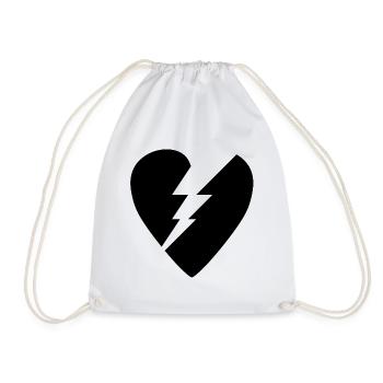 Black Broken Heart - Drawstring Bag - white - Front